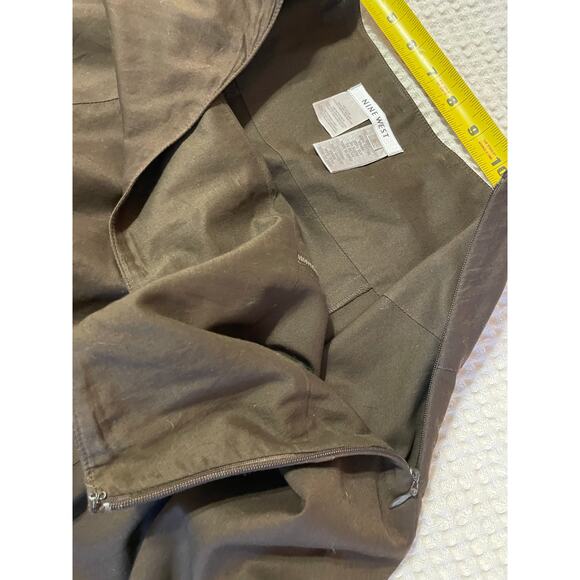 Nine West Y2K Style Cotton & Silk Brown Floral Embroidered Flutter Midi Skirt 6 - Picture 8 of 12